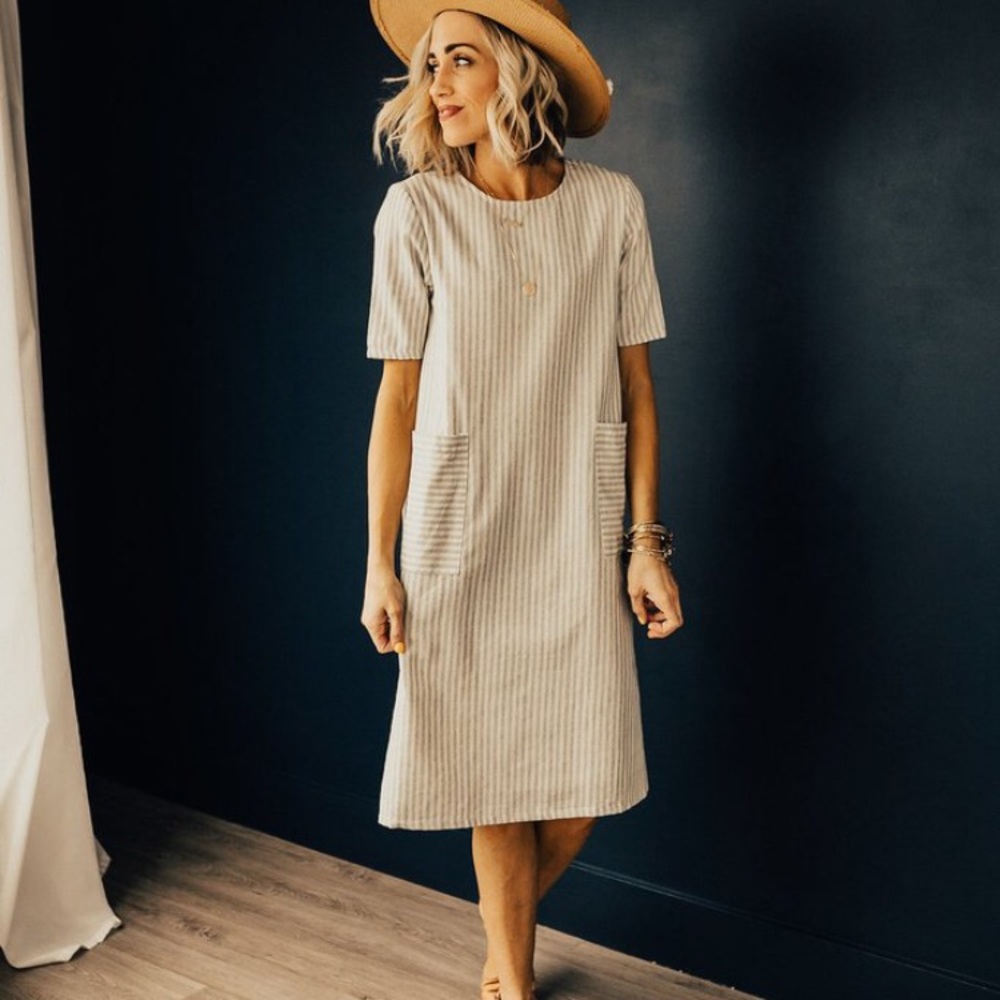 NWT ROOLEE California stripe dress